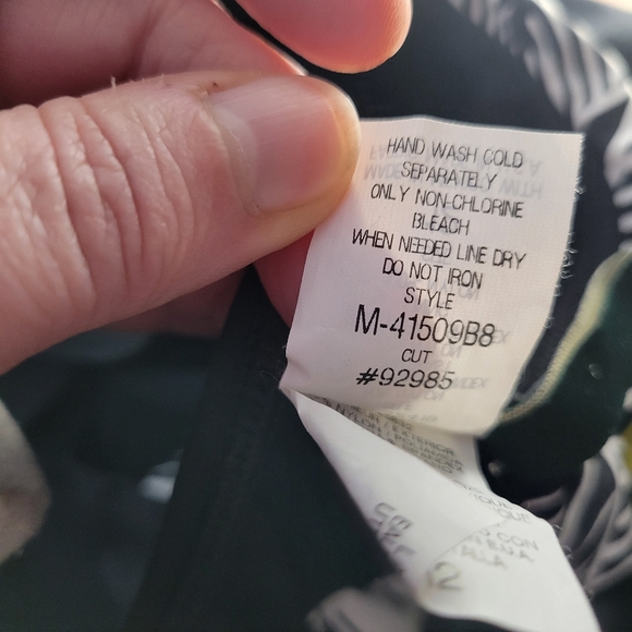 NWT Lauren Ralph Lauren Black/white side tie Bikini Bottom skirt Leaf Print S 12 - Picture 12 of 14